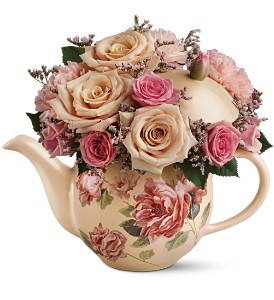 Teleflora's Victorian Teapot Bouquet in Cibolo TX, Jo's Flowers and Gifts